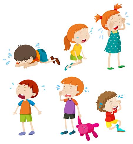 A Set of Crying Kids vector