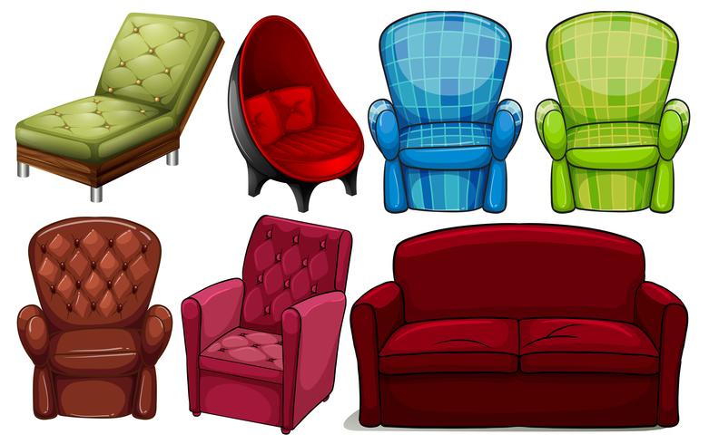 Group of chair furnitures vector