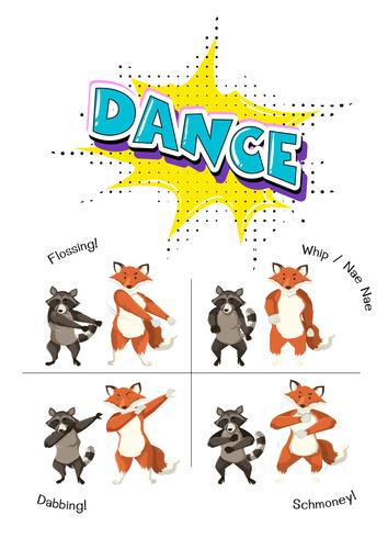 Animales lindos bailando concepto vector