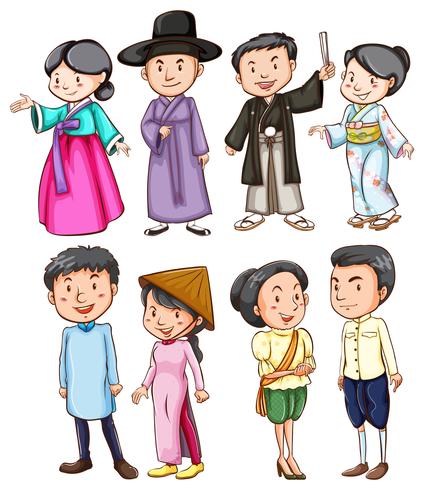 People in different countries in their costumes vector