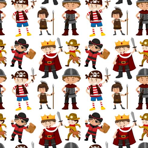 Seamless pattern of children dressed up vector