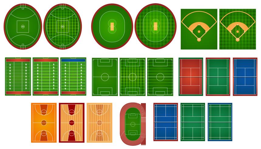 Canchas deportivas y campos. vector