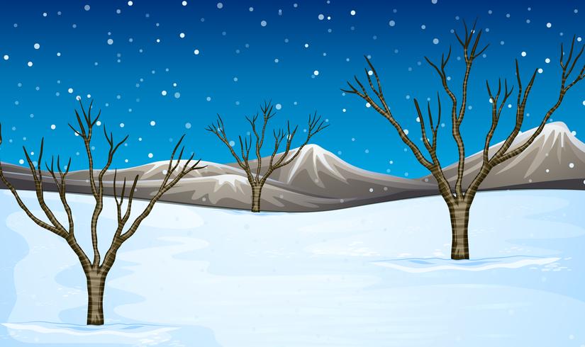 Campo cubierto de nieve vector