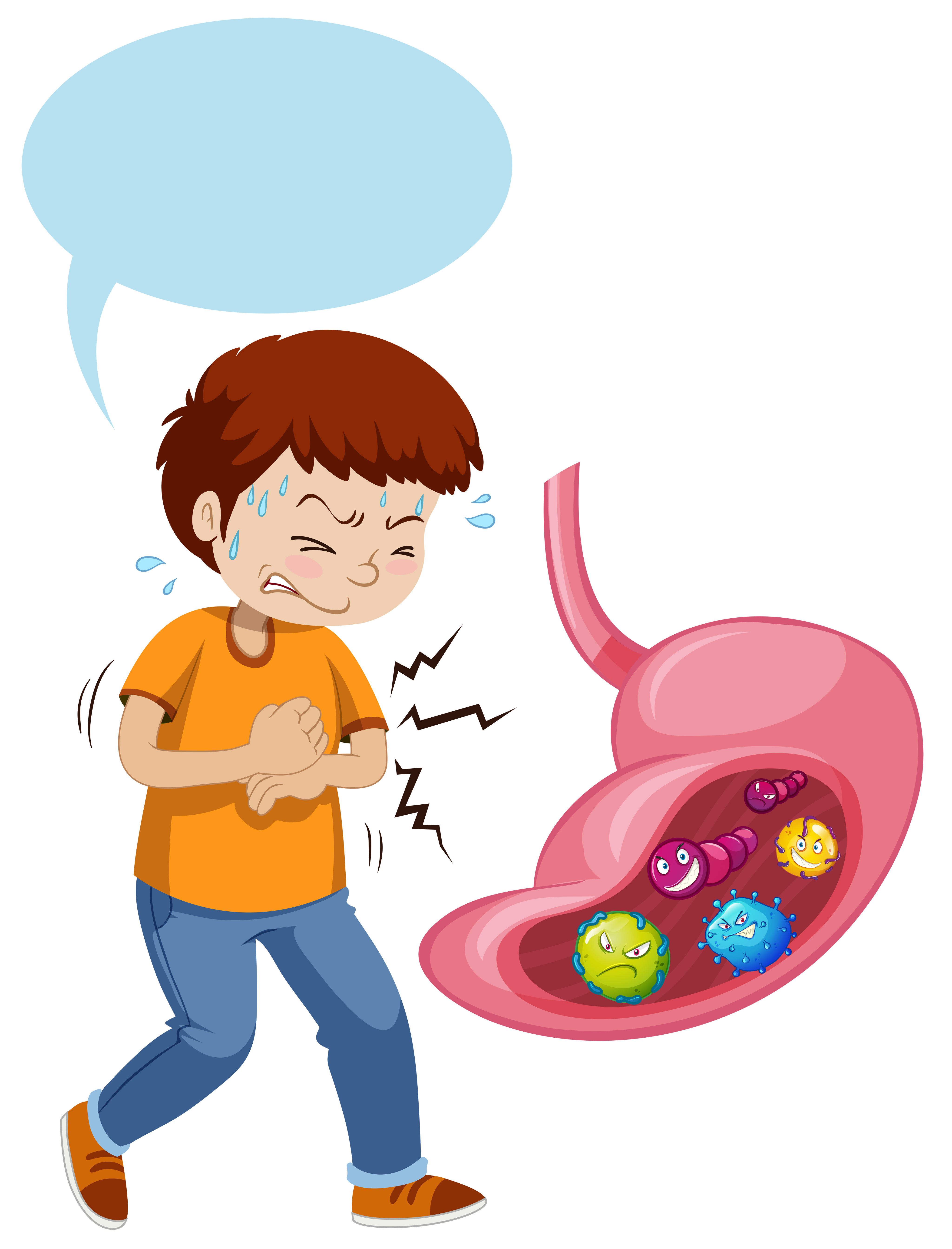 funny stomach pain cartoon