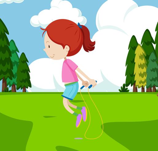 Rope Jumping in the Garden vector