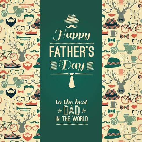 Tarjeta feliz del día de padre en estilo retro. vector