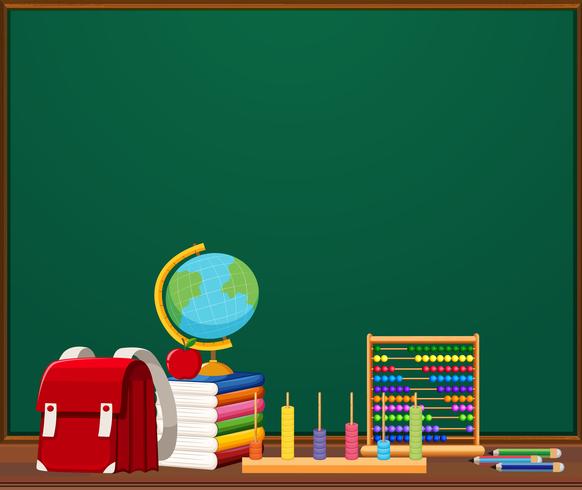 A chalkboard template with objects vector