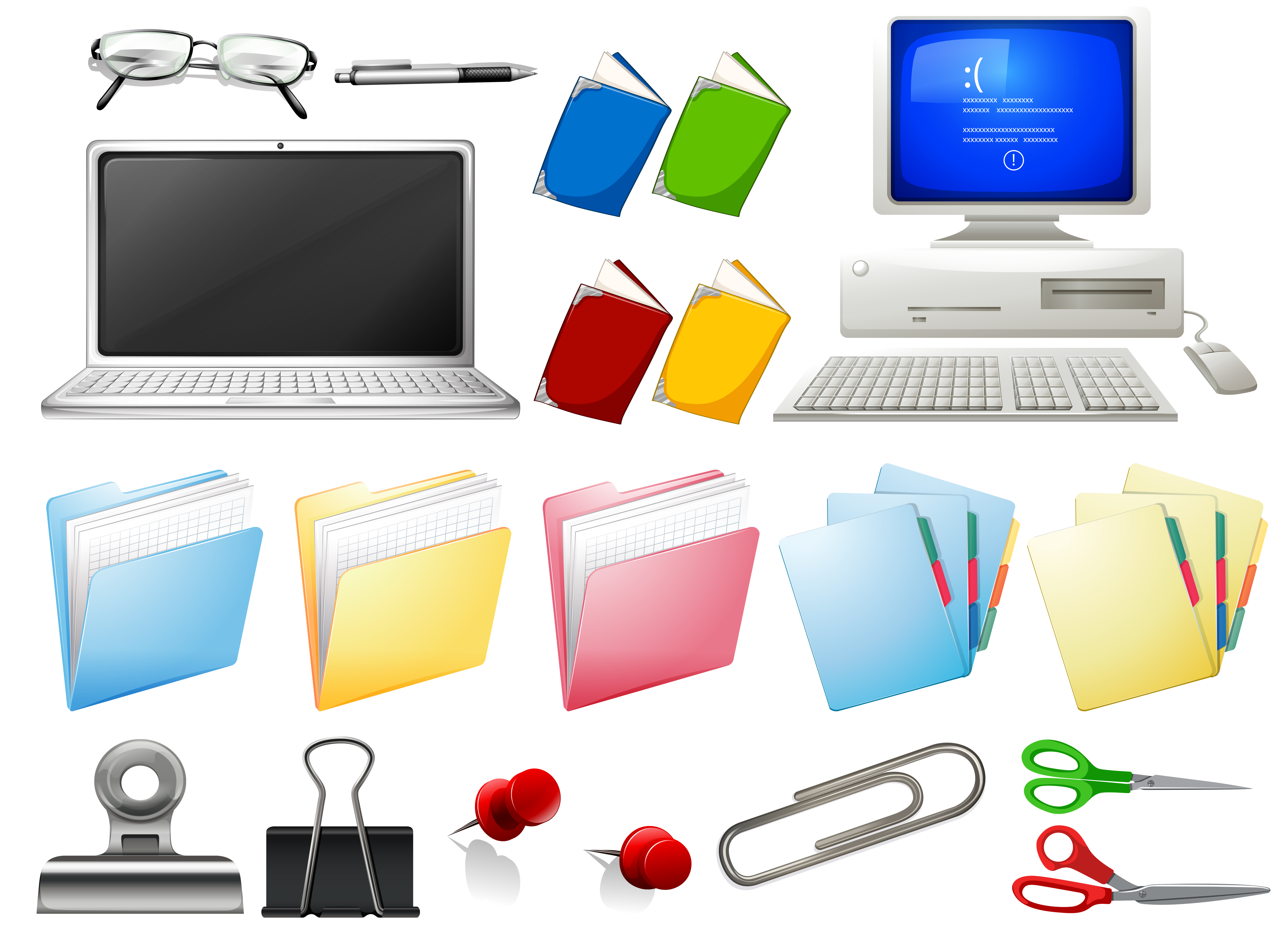 Computer and office objects 298555 Vector Art at Vecteezy