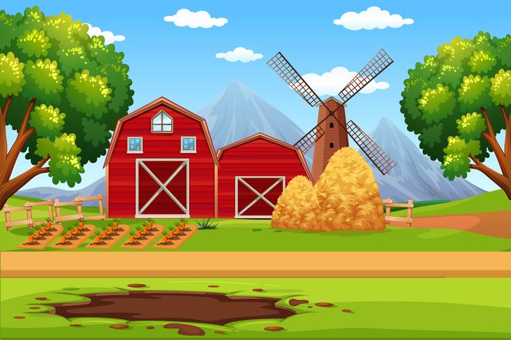 House in farmland landscape  vector