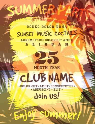 Summer beach party. Vector template.