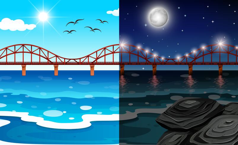 Day and night ocean landscape - Download Free Vector Art, Stock Graphics & Images