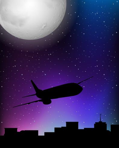 Silhouette scene with airplane flying at night - Download Free Vector Art, Stock Graphics & Images