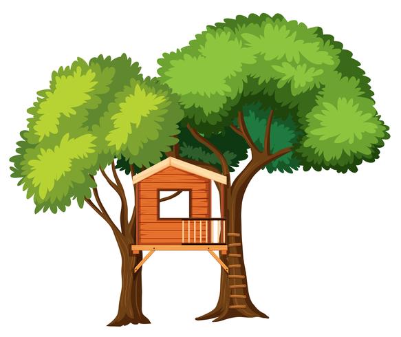 Casa del árbol aislado sobre fondo blanco vector