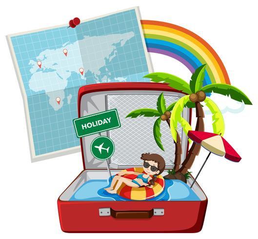 Summer holiday on suitcase vector