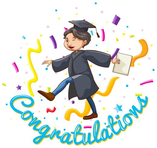 Congratulations card template with man holding degree - Download Free Vector Art, Stock Graphics & Images