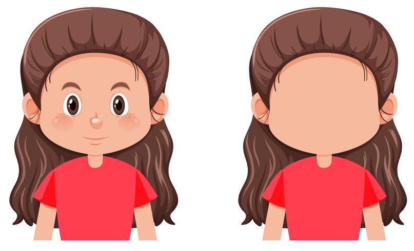 Una niña morena de pelo largo. vector