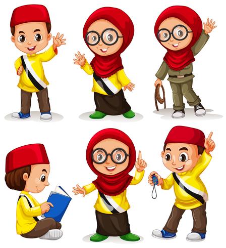 Brunei niños en trajes vector