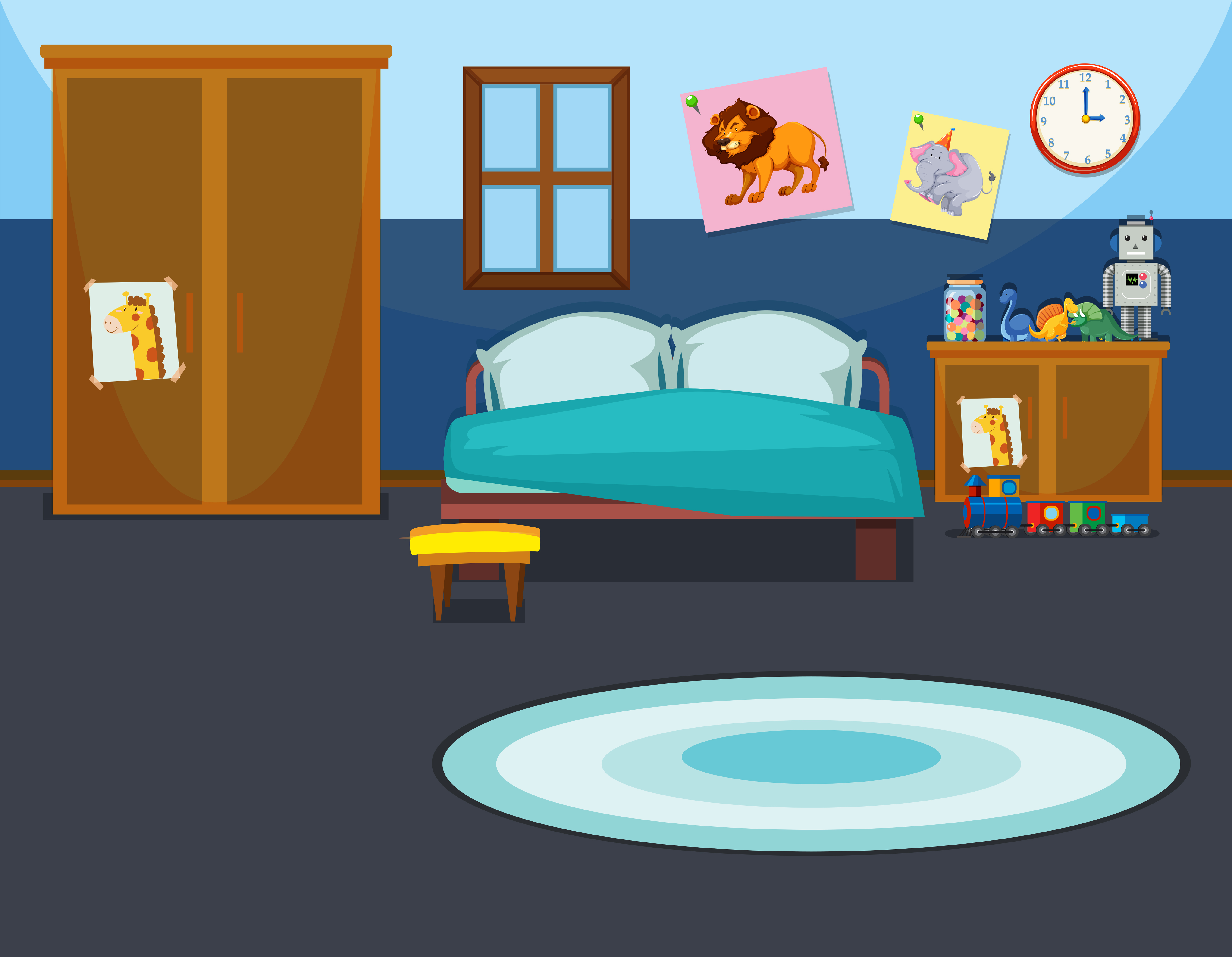Cartoon Kids Room Clipart - Bedroom 6 Clip Art at Clker.com - vector