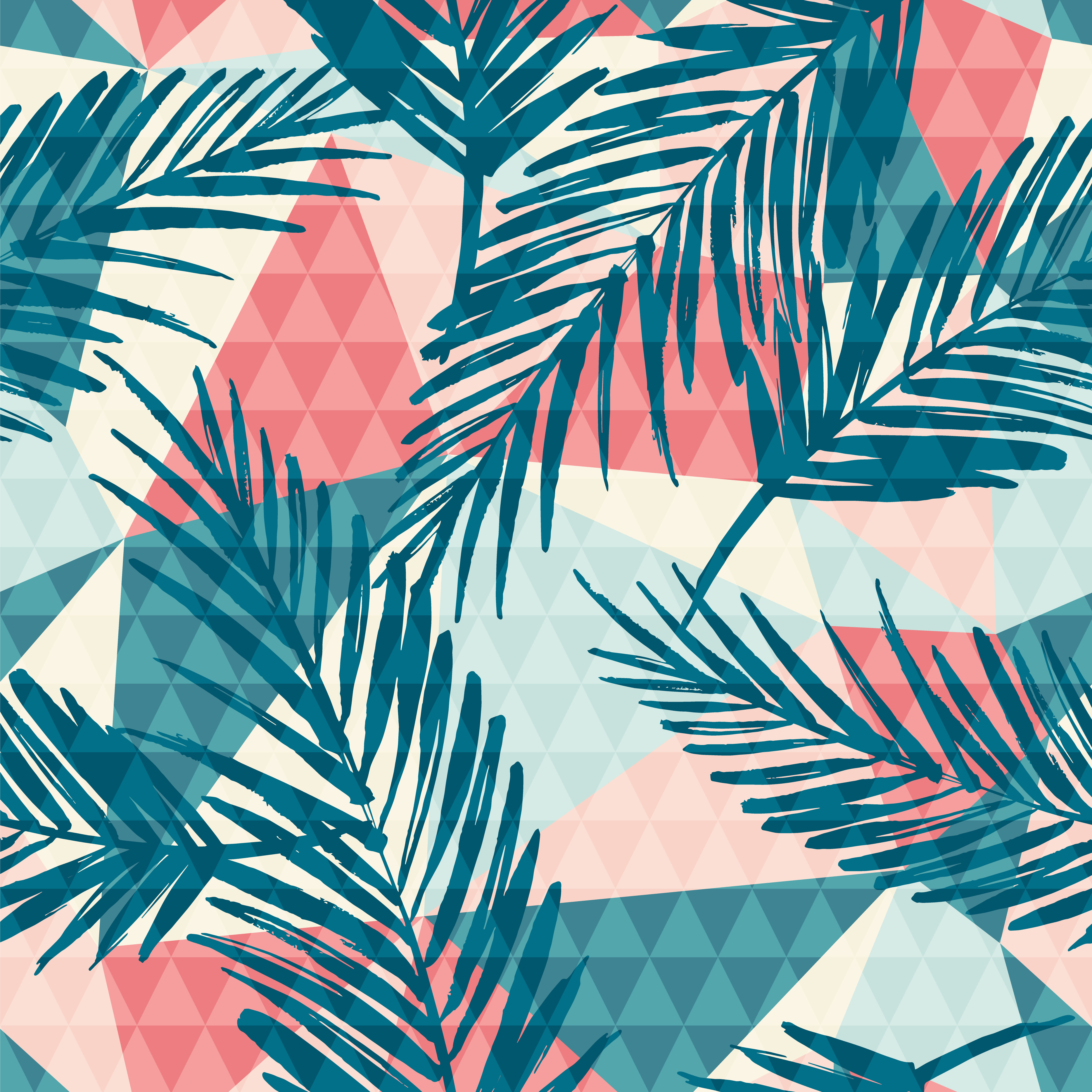 Trendy seamless exotic pattern with palm and geometric elements. 298681