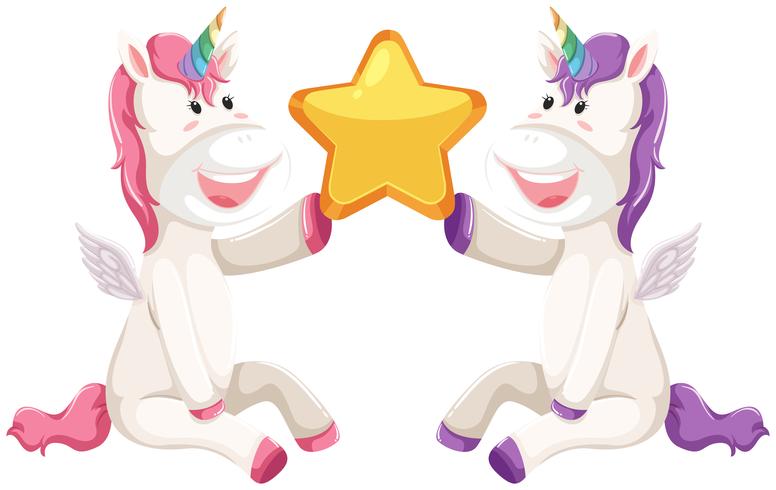 Feliz celebración de unicornio estrella vector