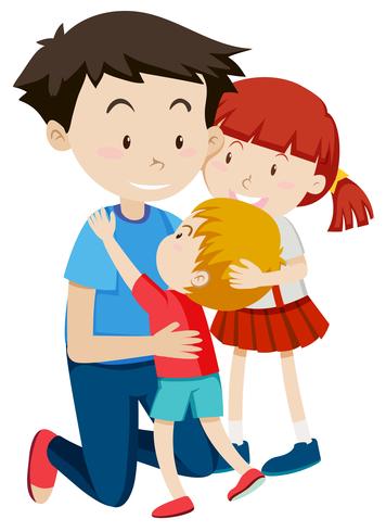 Dad hugging his children - Download Free Vector Art, Stock Graphics & Images