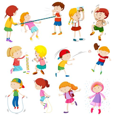 Niños realizando diferentes actividades. vector