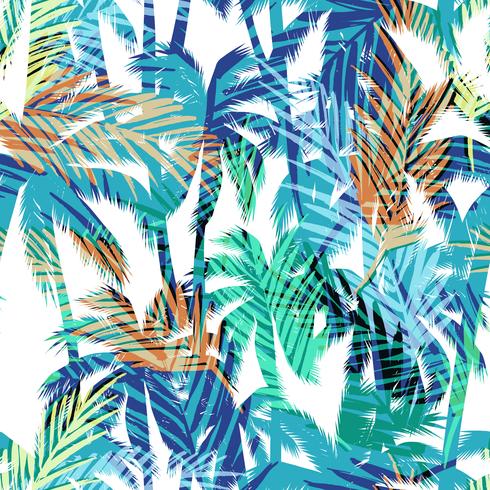 Tropical summer print with palm. vector