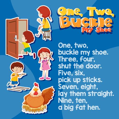 One two buckle my shoes song vector