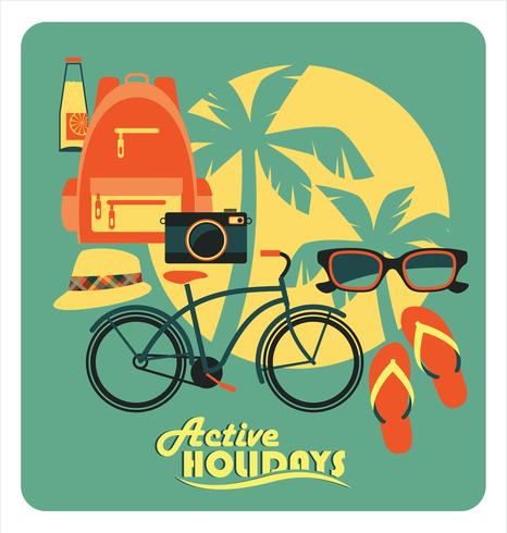 Vector illustration of active summer holidays.