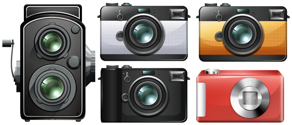 Set of vintage cameras vector