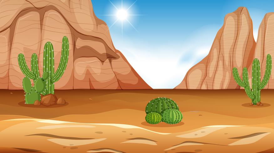 Una escena del desierto durante el día. vector