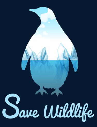 Save wildlife theme with penquin vector