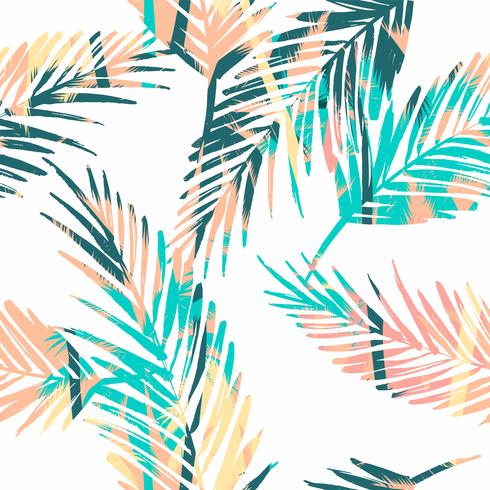 Seamless exotic pattern with tropical plants. vector