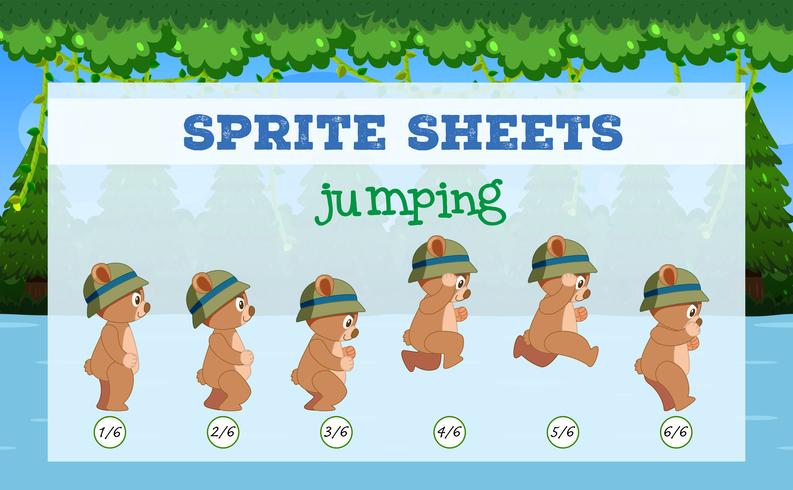 Sprite Sheets bear jumping vector