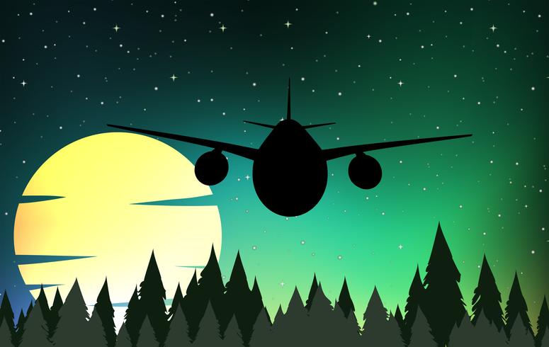 Silhouette scene with airplane flying - Download Free Vector Art, Stock Graphics & Images