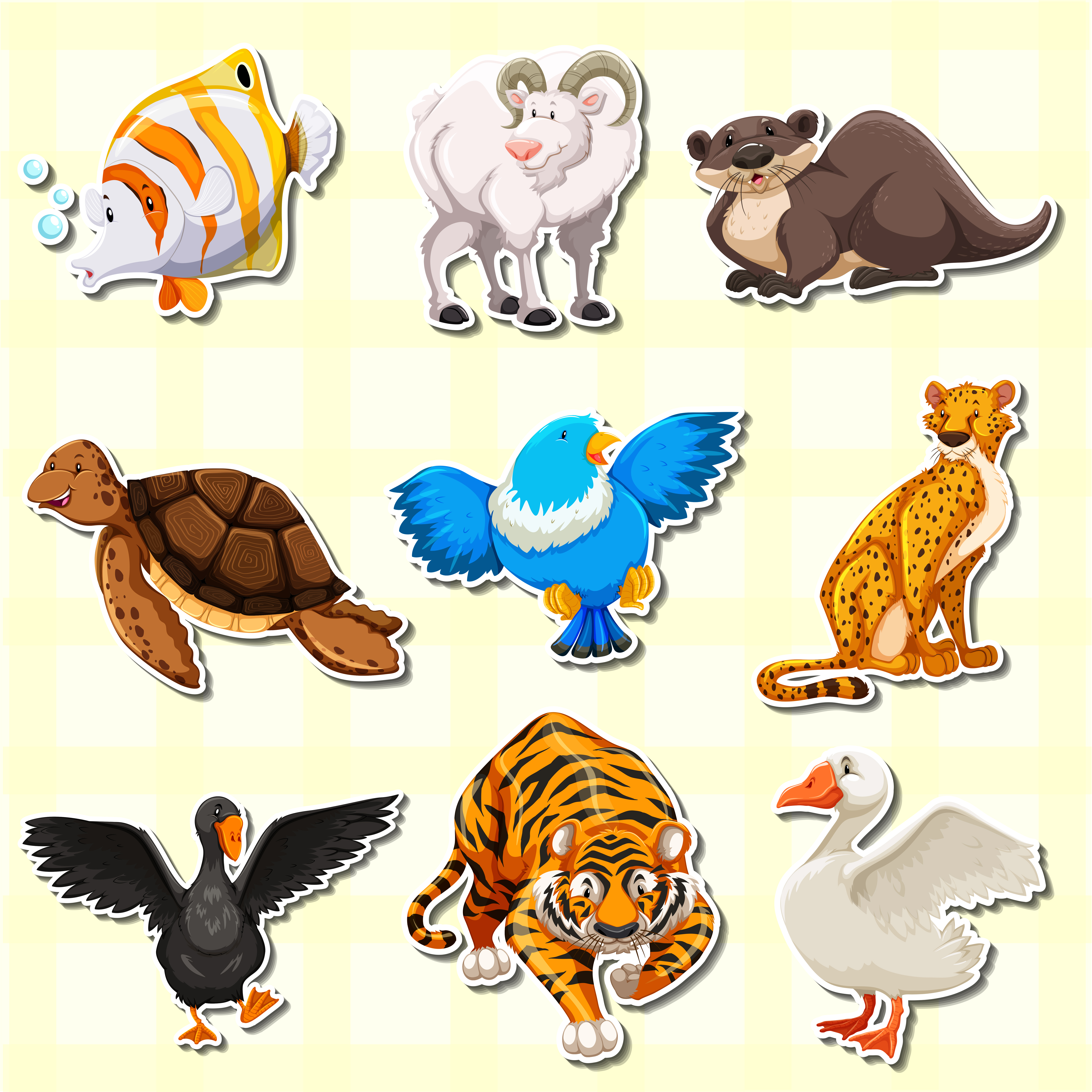 Sticker design with cute animals  298813 Vector Art at Vecteezy 