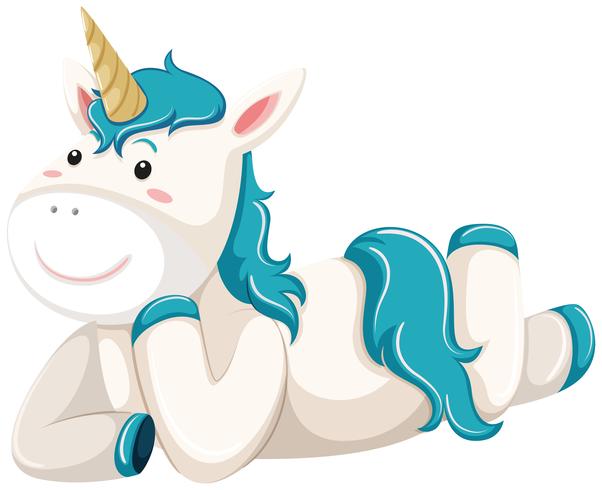 Un personaje unicornio acostado. vector