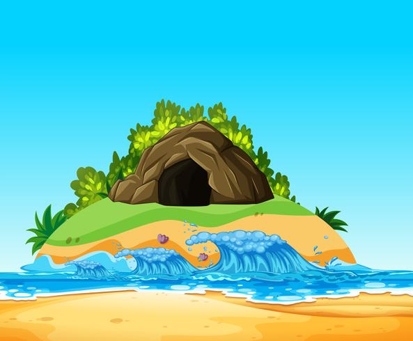 A Mystery Cave on Island vector