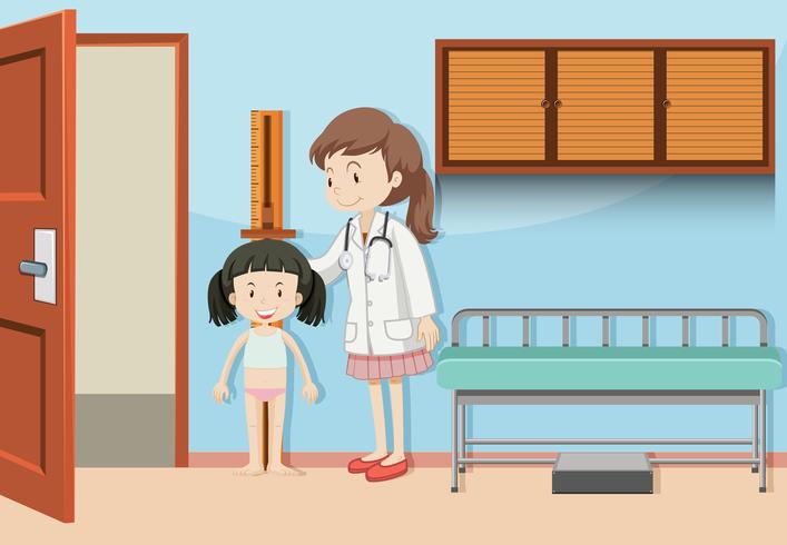 A Girl Measuring the Height vector