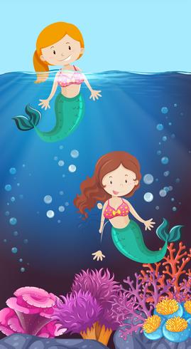 Happy mermaid in the ocean vector