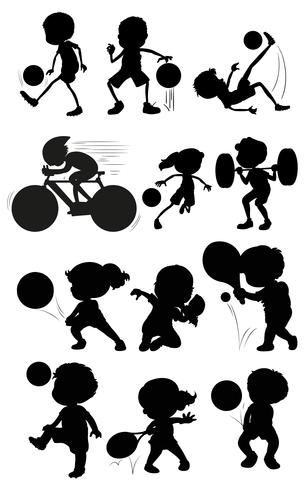 Set of silhouette athlete character vector