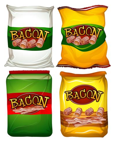 Cuatro bolsas de tocino vector