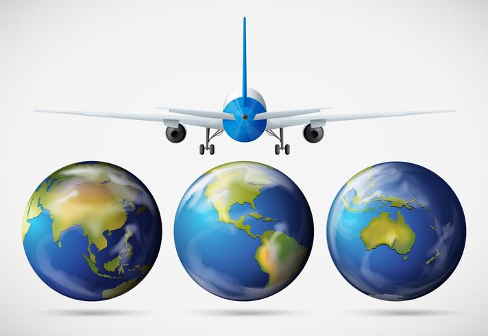 Back of airplane flying over the earth - Download Free Vector Art, Stock Graphics & Images