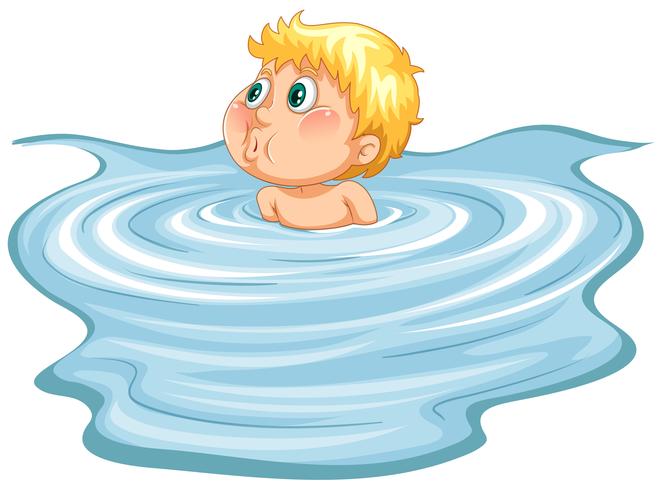 Young boy in a pool vector