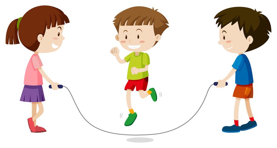 Three kids jumping rope vector