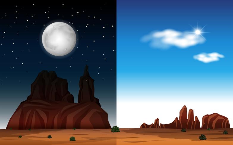 Desert day and night scene vector