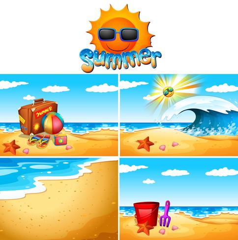 Background scenes with beach and ocean vector