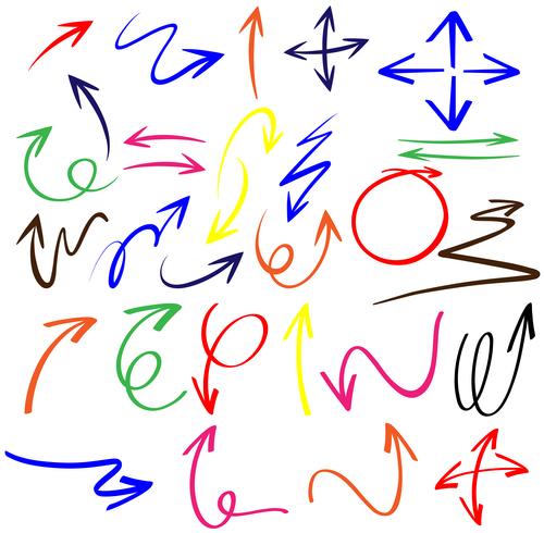 Doodle arrows in different colors vector