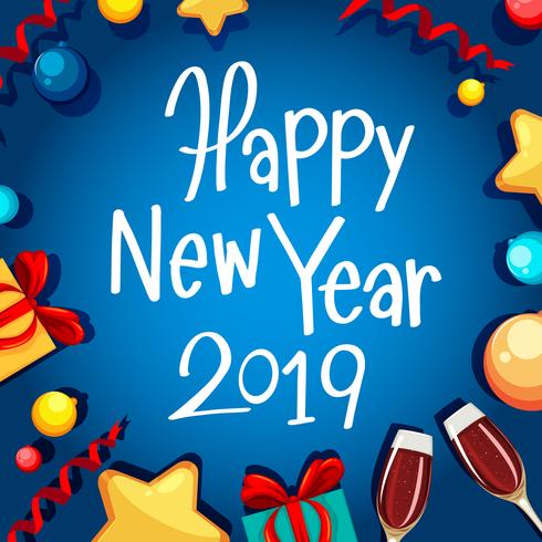 Happy new year 2019 card vector