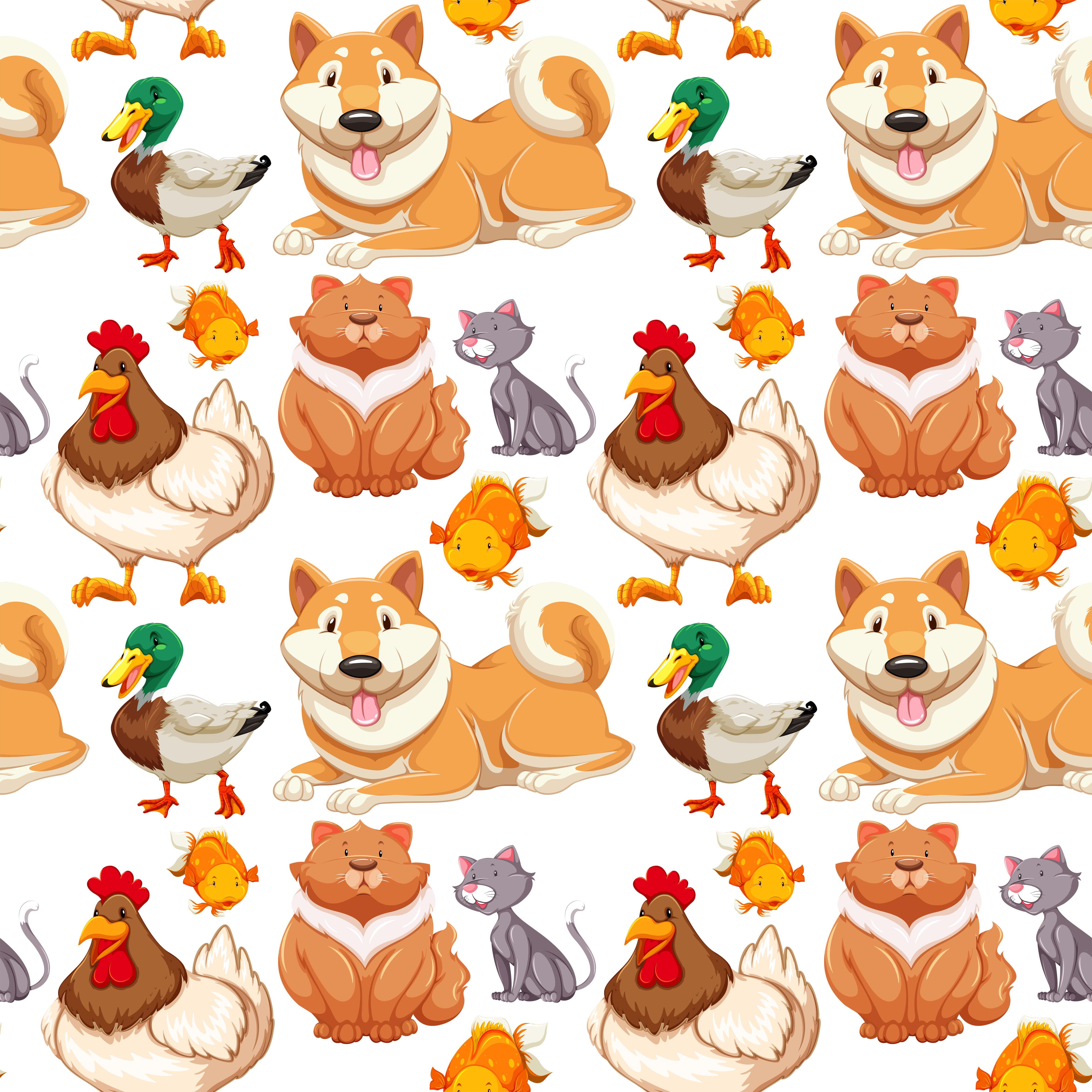 Seamless background with many cute pets 298975 Vector Art